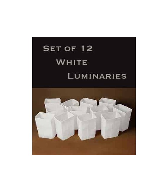 Set of 12 White Luminaries, LED Tea Lights  Stakes