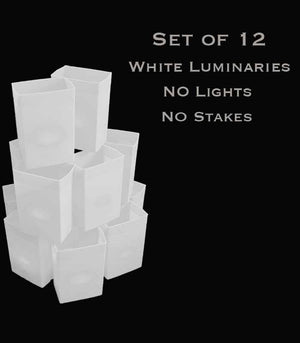 Set of 12 White Luminaries, No Light Source, No Stakes