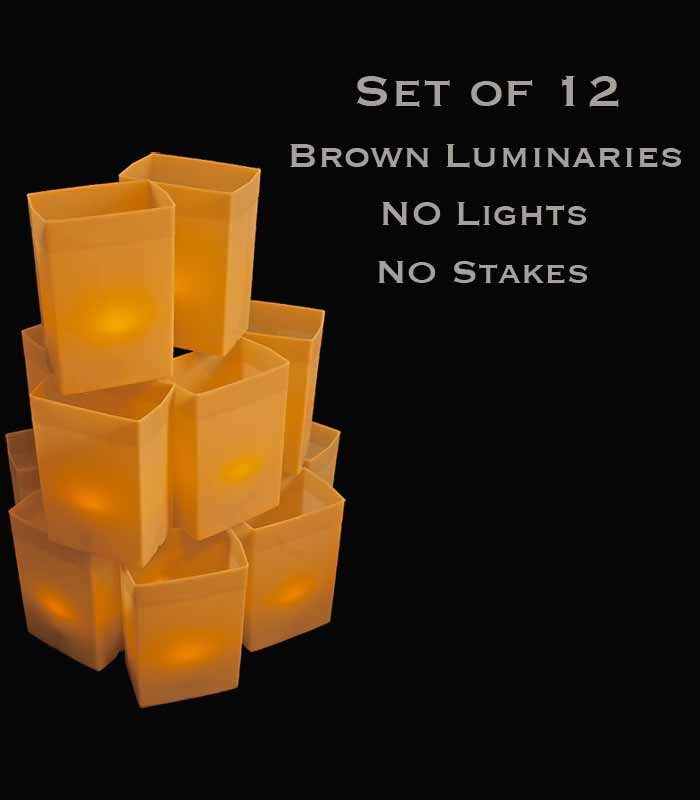 Set of 12 Brown Luminaries, No Light Source,  No Stakes