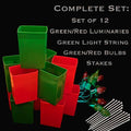 Set of 12 Red/Green Luminaries, Green Light String, Red/Green Bulbs & Stakes