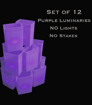 Set of 12 Purple Luminaries, No Lights, No Stakes