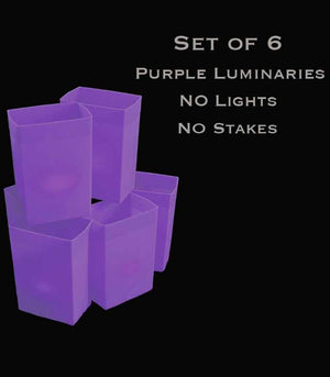 Set of 6 Purple Luminaries, No Lights, No Stakes
