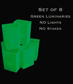 Set of 6 Green Luminaries, No Lights, No Stakes