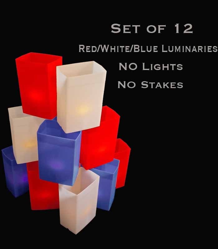 Set of 12 Patriotic Luminaries, no light source, no stakes