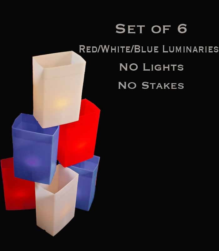 Set of 6 Patriotic Luminaries, no light source, no stakes