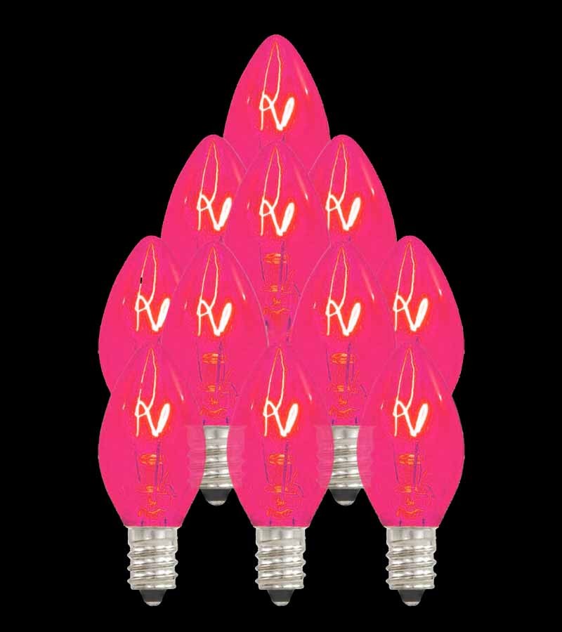 Set of 13 Replacement Pink C7 Light Bulbs