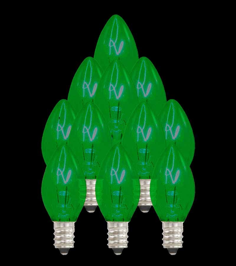 Set of 13 Replacement Green C7 Light Bulbs