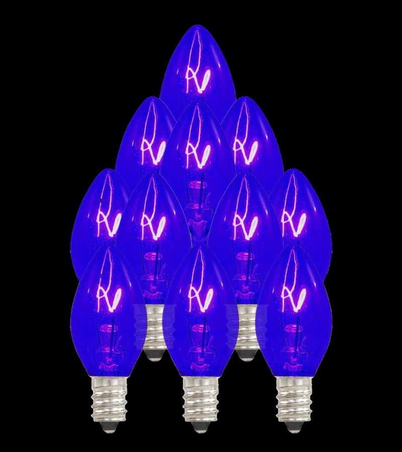 Set of 13 Replacement Blue C7 Light Bulbs