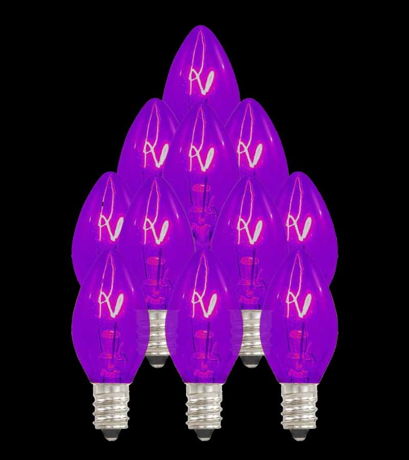 Set of 13 Replacement Purple C7 Light Bulbs