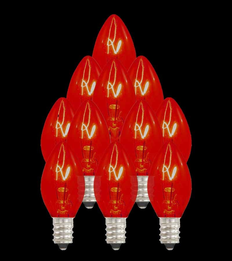 Set of 13 Replacement Red C7 Light Bulbs