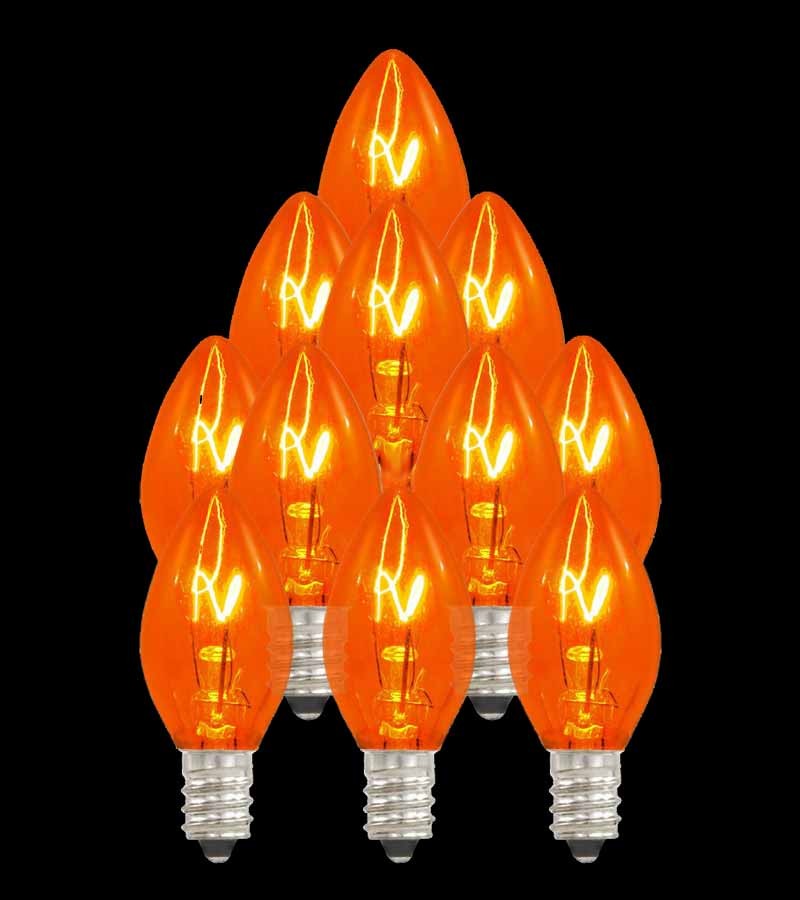 Set of 13 Replacement Orange C7 Light Bulbs