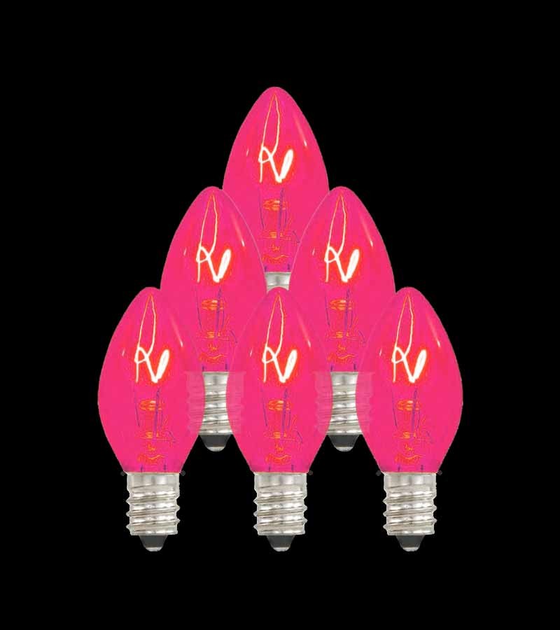 Set of 7 Replacement Pink C7 Light Bulbs