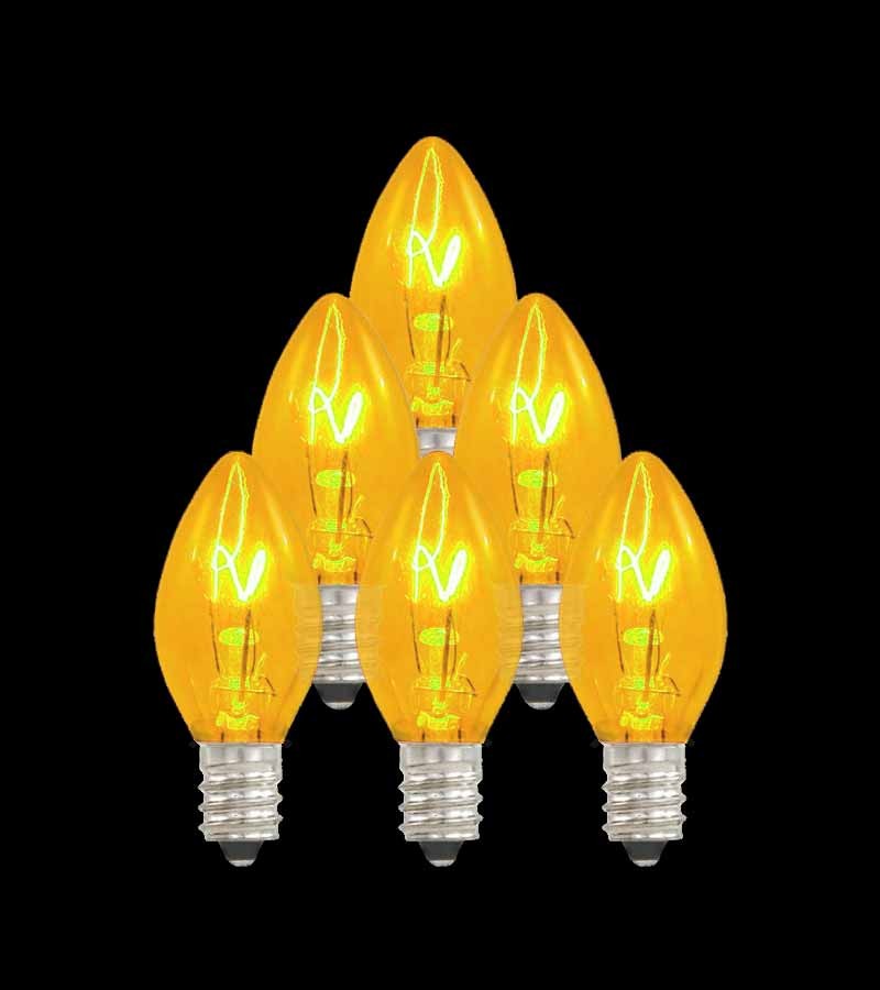 Set of 7 Replacement Yellow C7 Light Bulbs