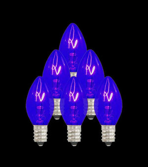 Set of 7 Replacement Blue C7 Light Bulbs