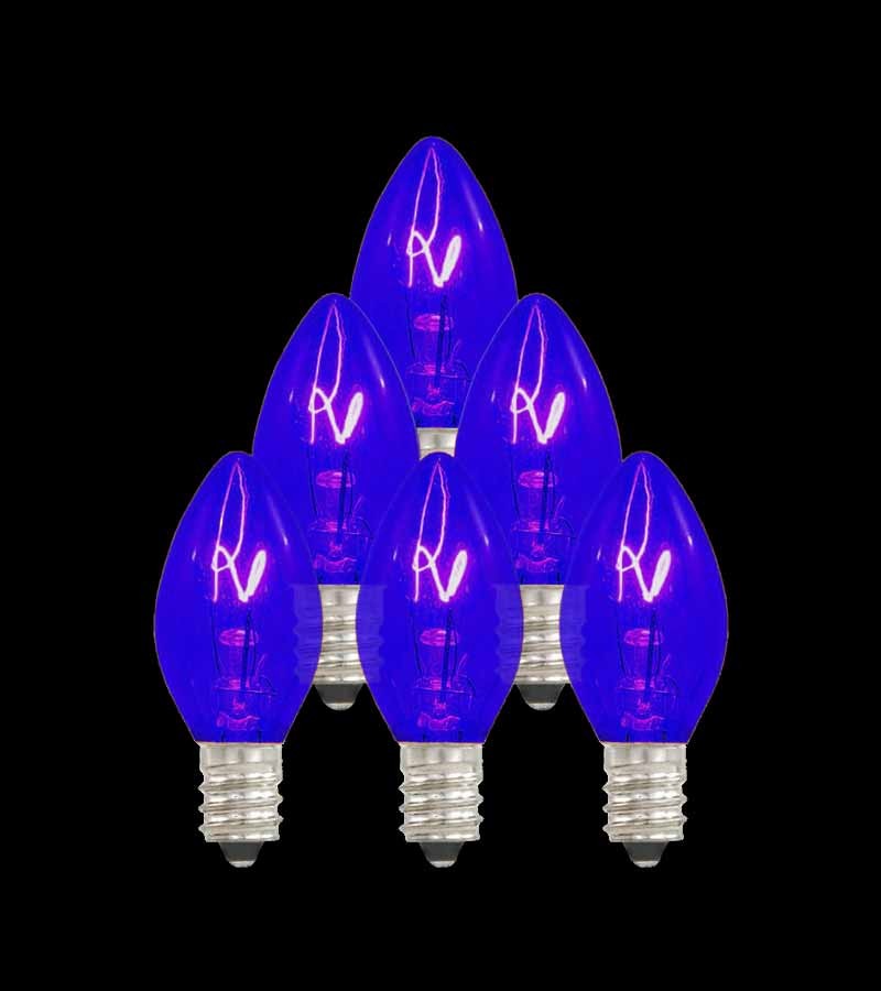 Set of 7 Replacement Blue C7 Light Bulbs