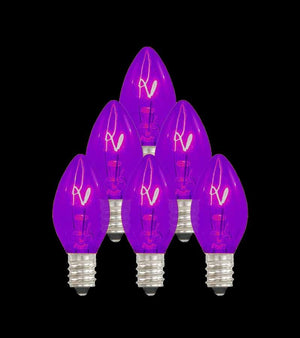 Set of 7 Replacement Purple C7 Light Bulbs