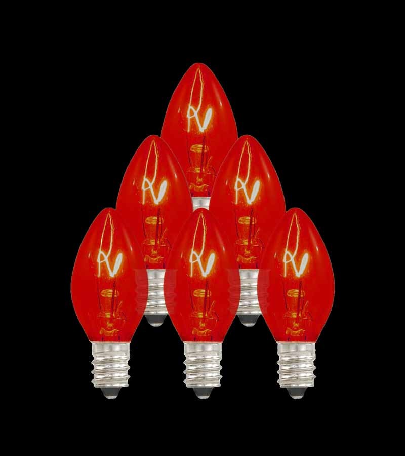 Set of 7 Replacement Red C7 Light Bulbs