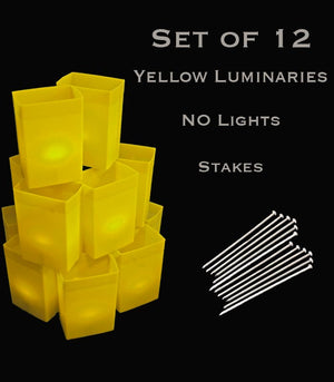 Set of 12 Yellow Luminaries with Stakes