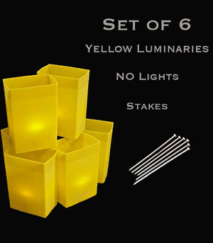 Set of 6 Yellow Luminaries with Stakes