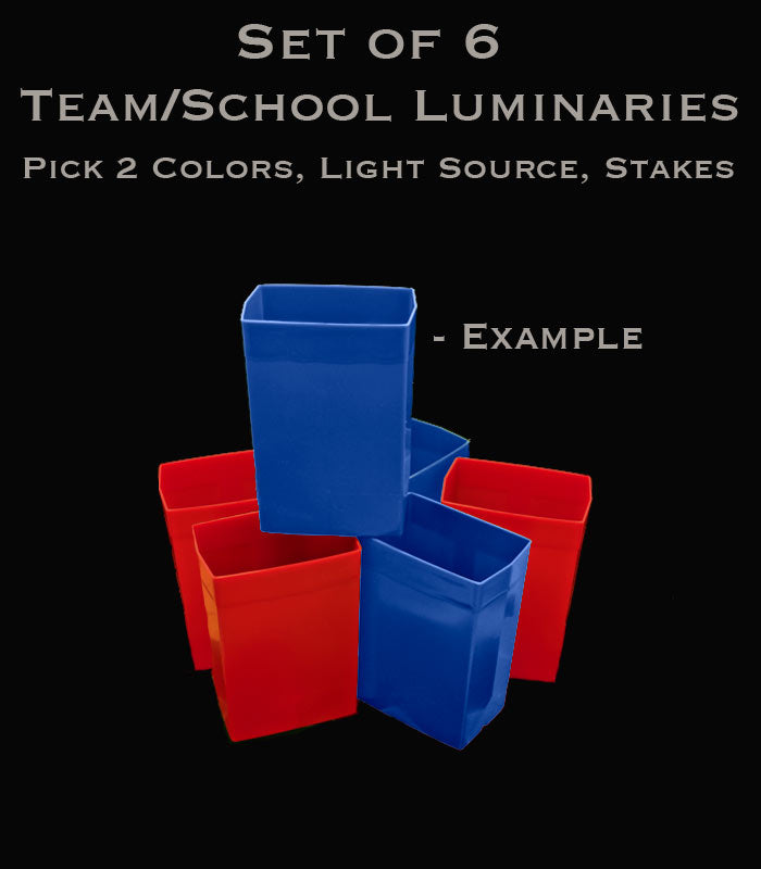 Example Set of 6 Team/School Luminaries, Light String, Bulbs & Stakes