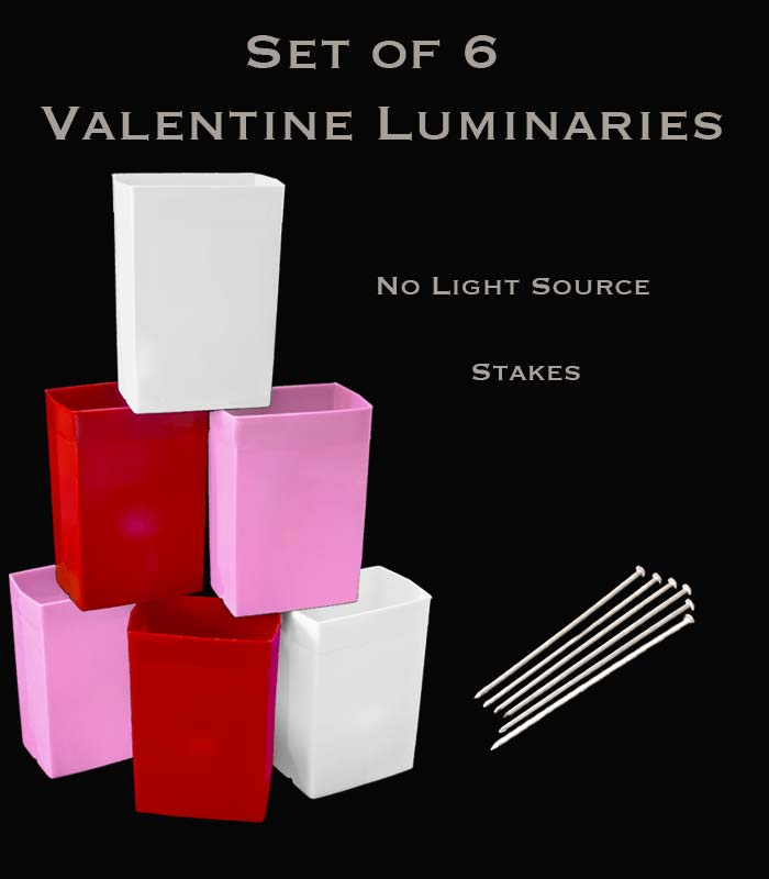 Set of 6 Valentine Luminaries, Stakes