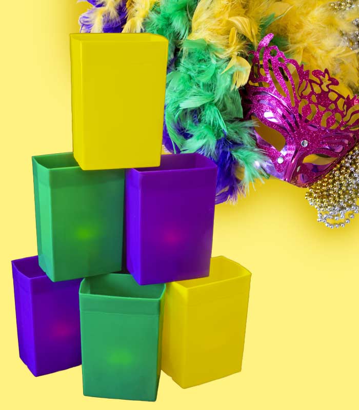 Set of 6 Mardi Gras Luminaries
