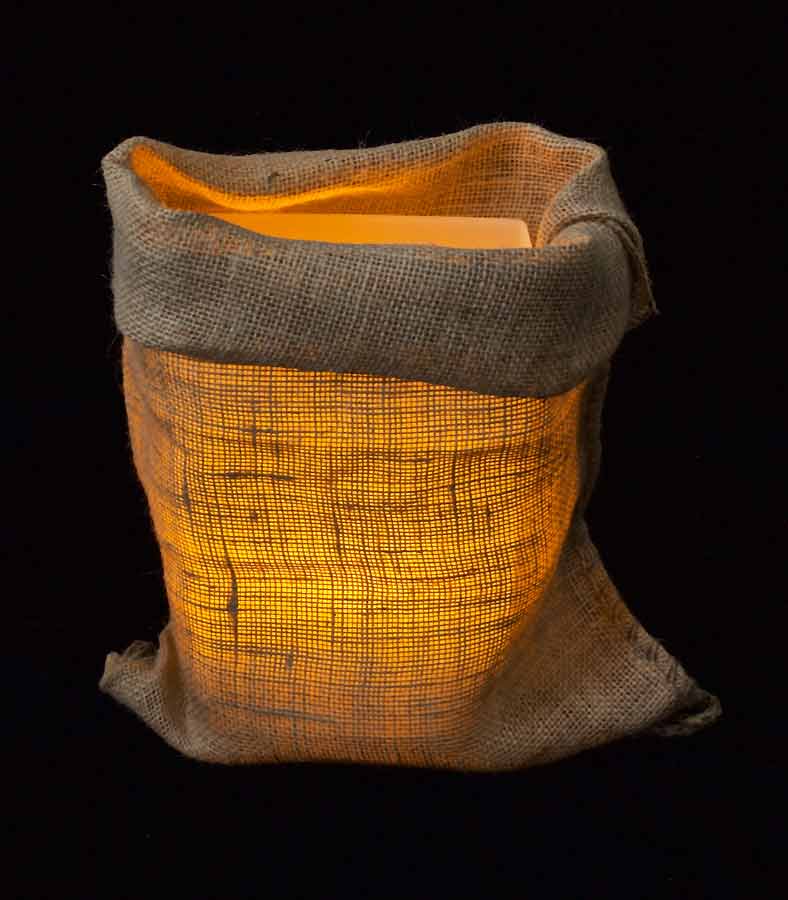 Loose Burlap Bag at Night