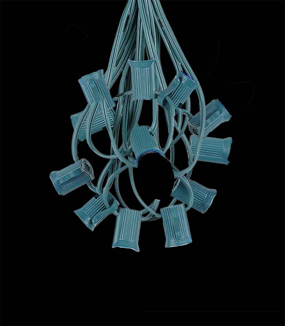 12 Socket Green Electric Light String, No Bulbs