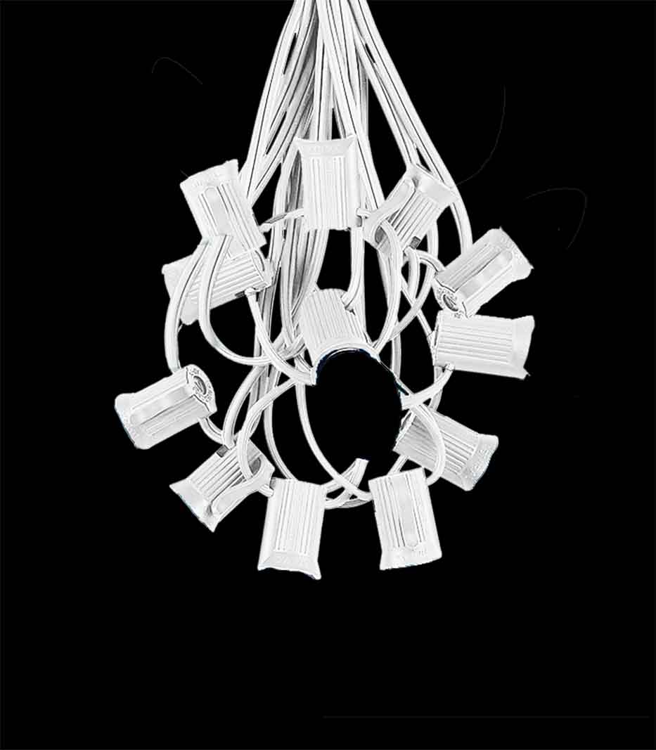 12 Socket White Electric Light String, No Bulbs