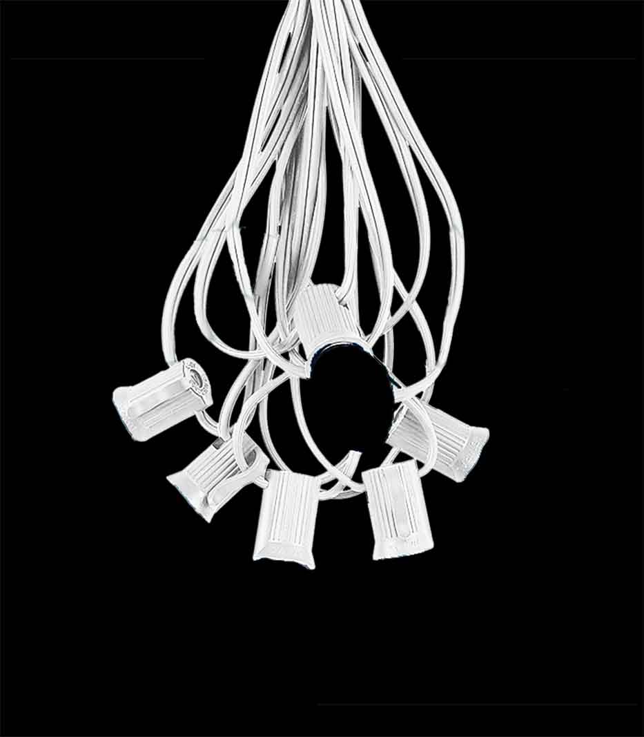 6 Socket White Electric Light String, No Bulbs