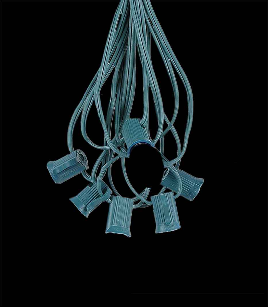 6 Socket Green Electric Light String, No Bulbs