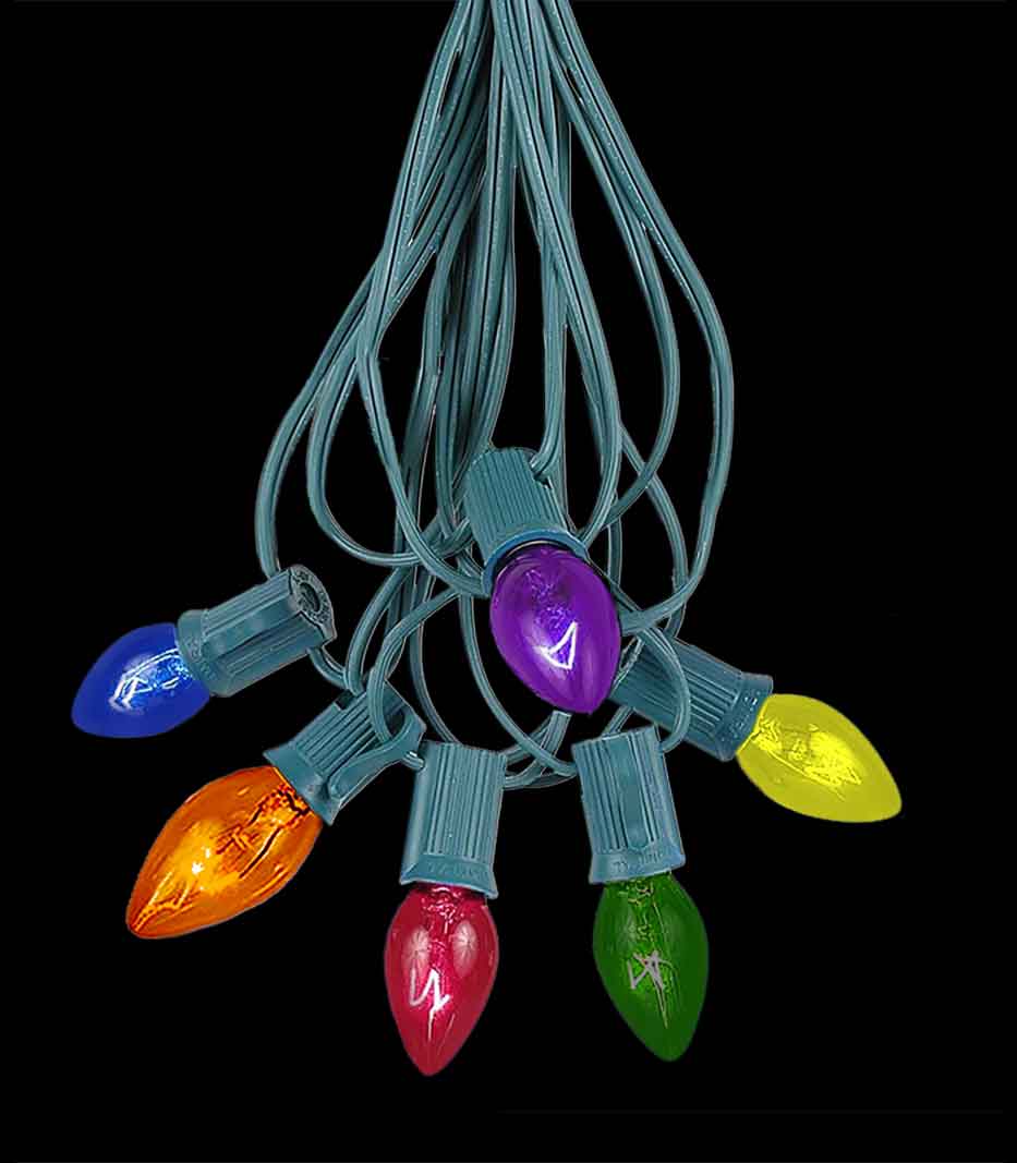 6 Socket Green Electric Light Strings, Multi Bulbs