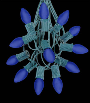 12 Socket Green Electric Light Strings, Blue LED Bulbs