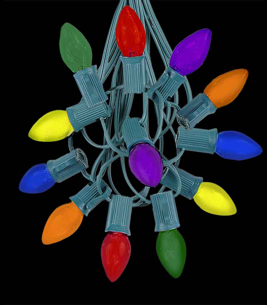 12 Socket Green Electric Light Strings, Multi LED Bulbs