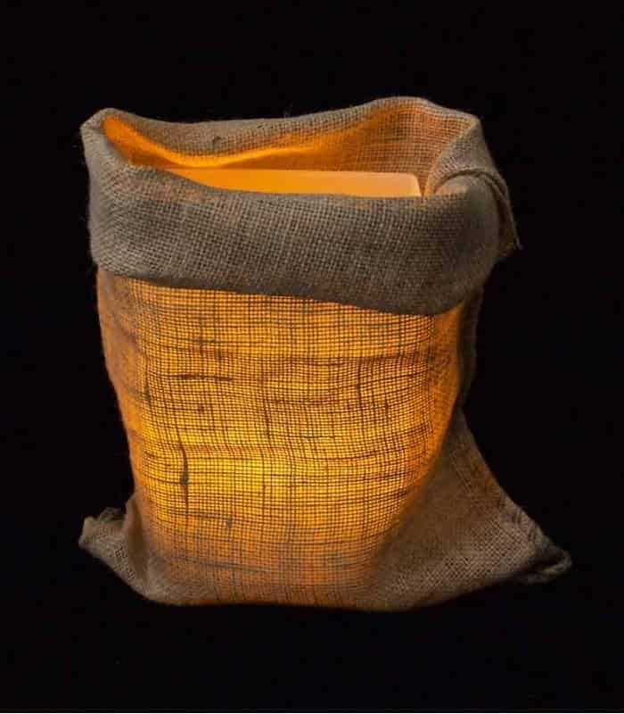 Loose Burlap Bag at Night