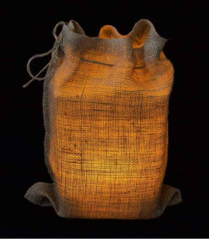 Snug Burlap Bag at Night