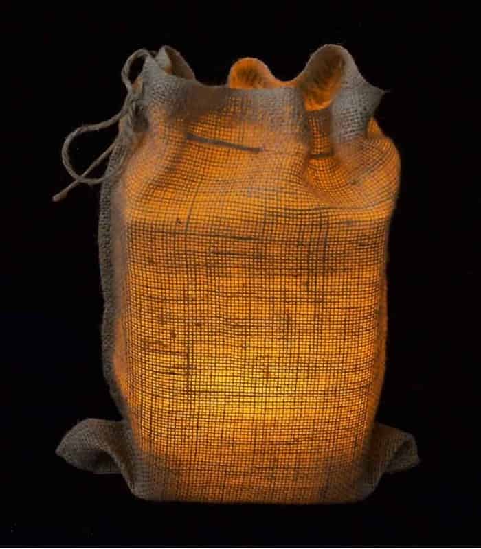 Snug Burlap Bag at Night