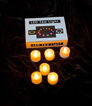 Set of 6 Amber LED Tea Lights