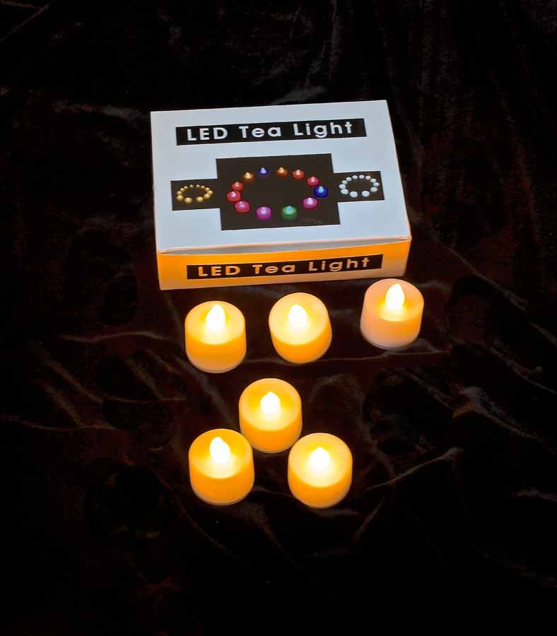 Set of 6 Amber LED Tea Lights