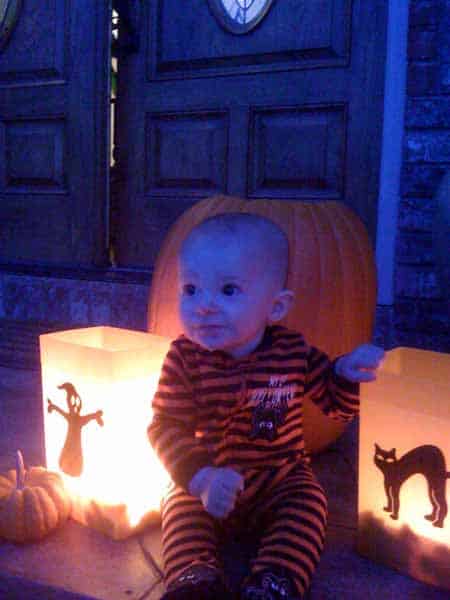 boy with halloween luminary