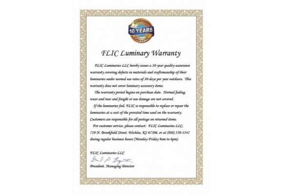 FLIC Upgrades Luminaries from a 5-year to 10-year Warranted Product!